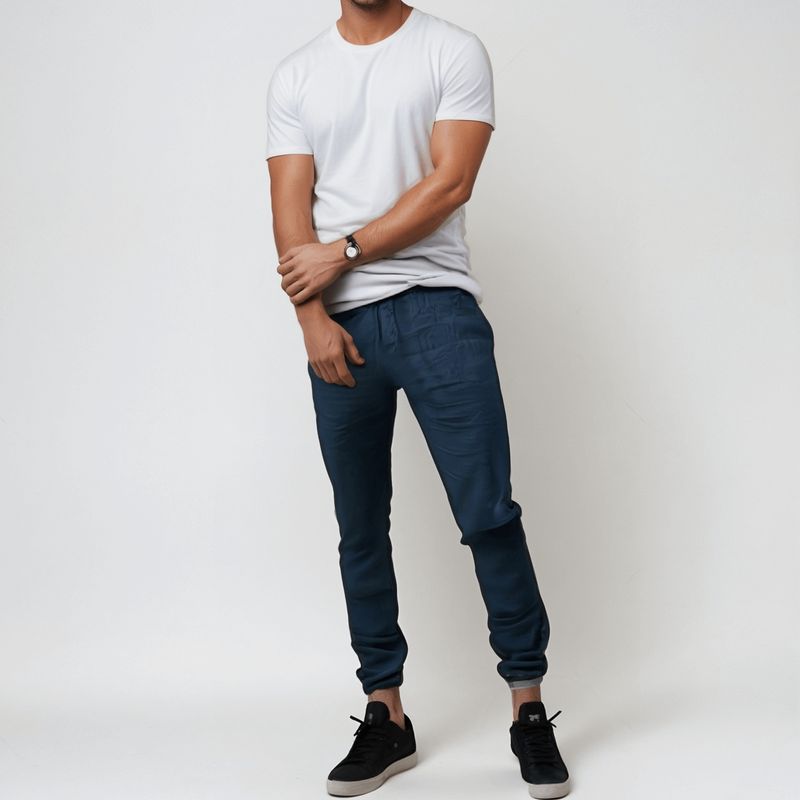 Calça Casual em Linho de Algodão Masculina