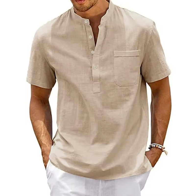 Camisa Noronha Manga Curta em Linho Masculina