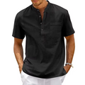 Camisa Casual em Linho Masculina de Manga Curta