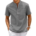 Camisa Casual em Linho Masculina de Manga Curta