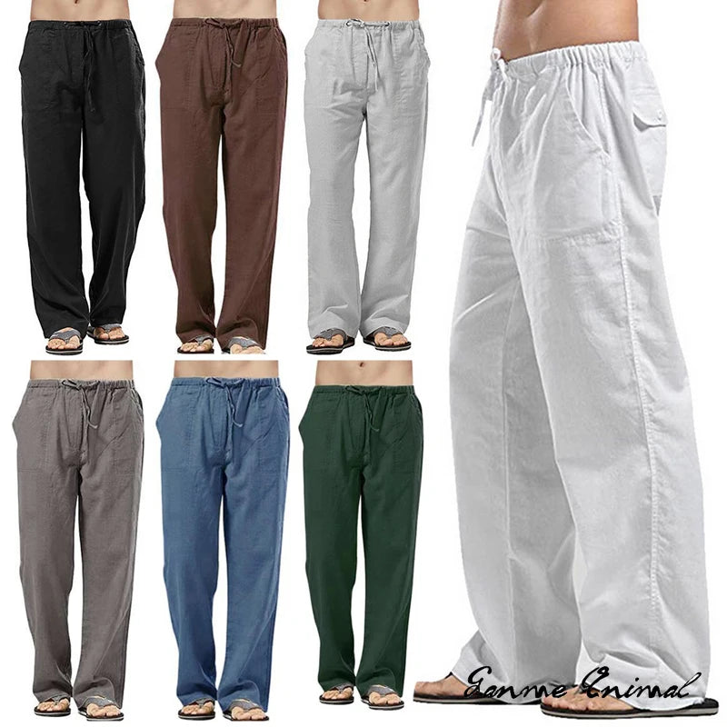 Calça Casual Fashion em Linho de Algodão Masculina