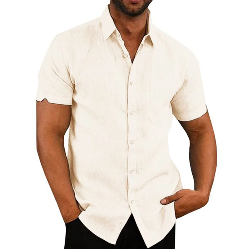 Camisa Ipanema de Manga Curta em Linho Masculina