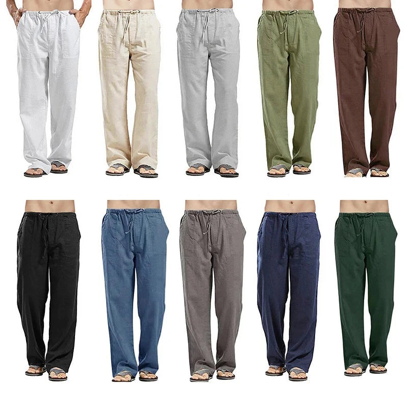 Calça Casual Fashion em Linho de Algodão Masculina