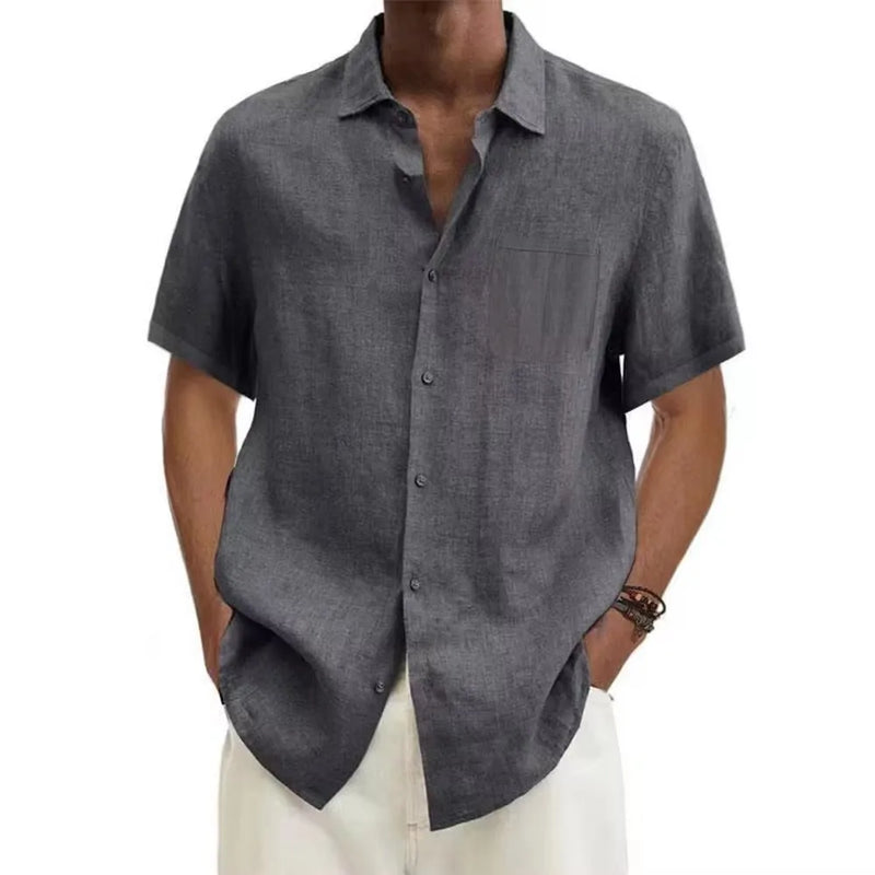 Camisa Casual Summer em Linho de Algodão Masculina