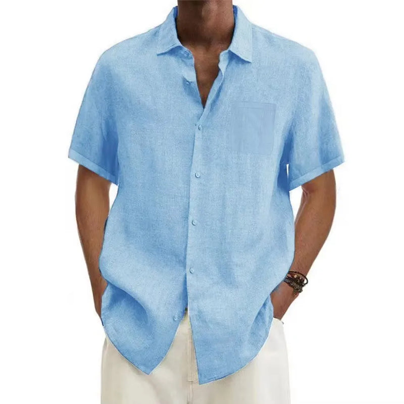 Camisa Casual Summer em Linho de Algodão Masculina