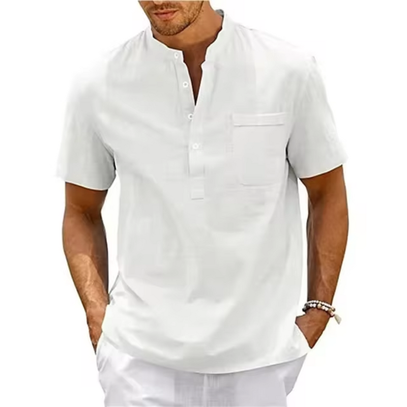Camisa Noronha Manga Curta em Linho Masculina