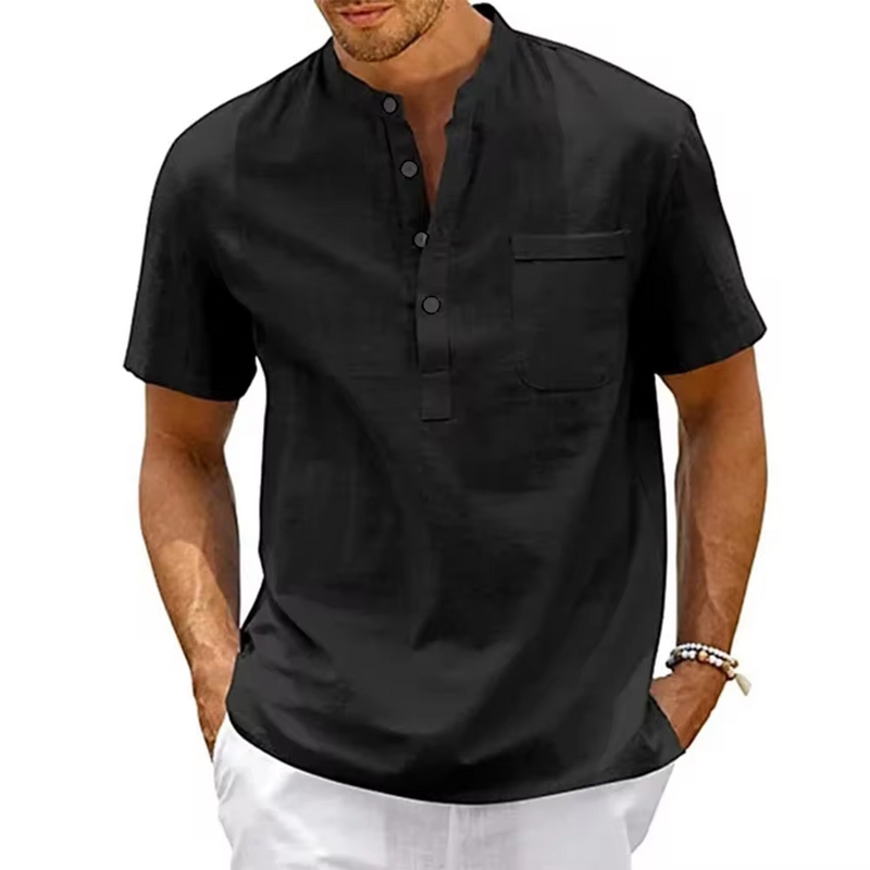 Camisa Noronha Manga Curta em Linho Masculina