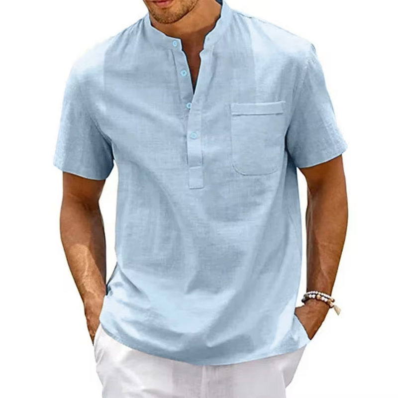 Camisa Noronha Manga Curta em Linho Masculina