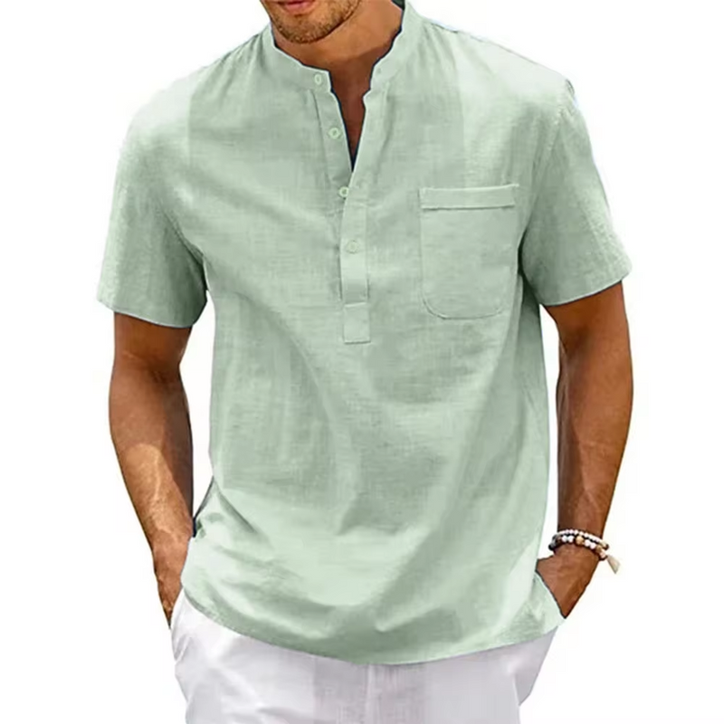 Camisa Noronha Manga Curta em Linho Masculina